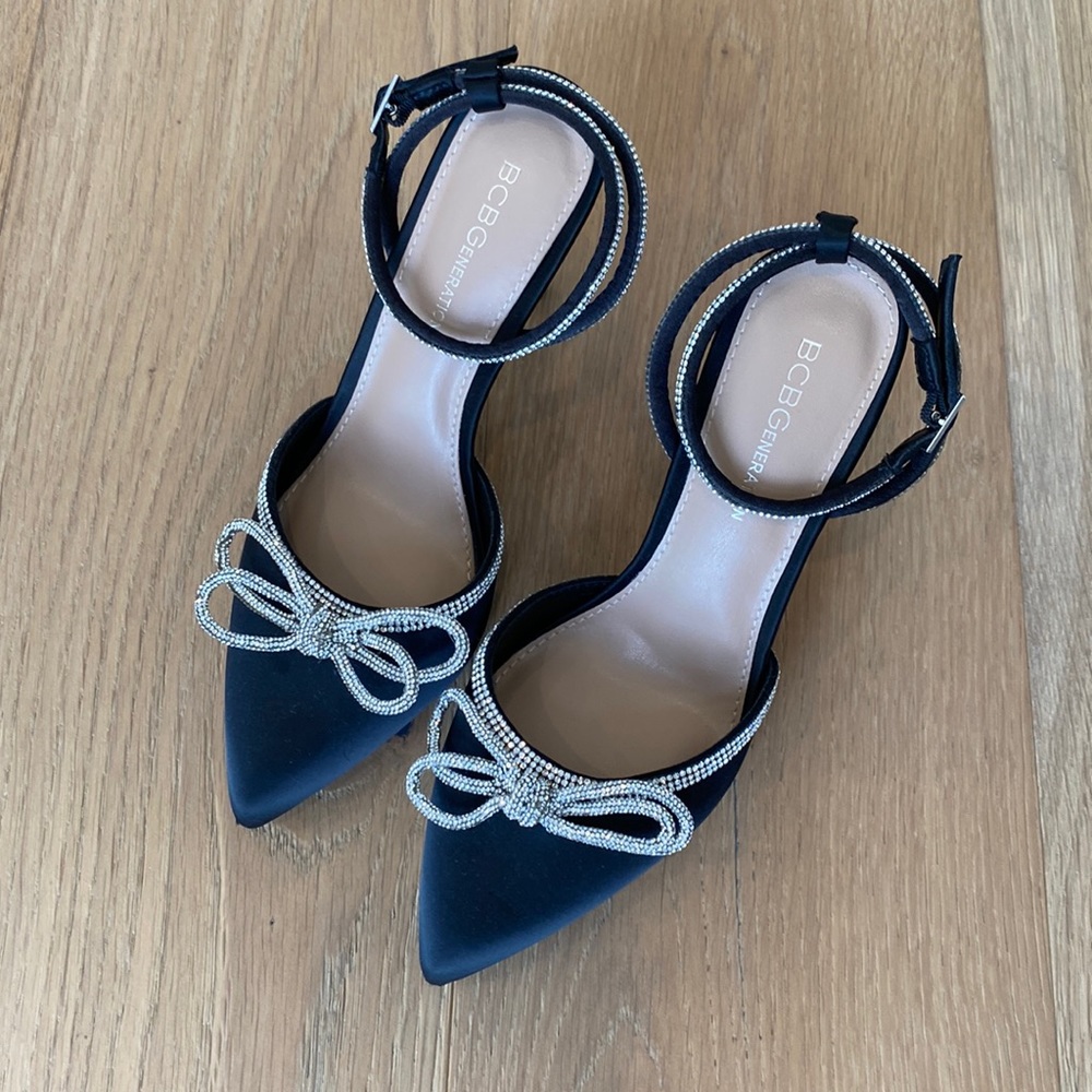 Black ankle wrap heels